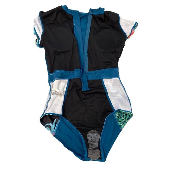 Grace Karin Womens Tropical Floral Short Sleeve Zip Swimsuit, NWT, Small - Picture 6 of 6